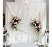 20ft×15ft Ivory Backdrop Curtain for Wedding Parties, 4 Panels Wrinkle Free 15 FT Long Polyester Photo Backdrop Drapes Back Drop Cloth for Birthday Photography Background