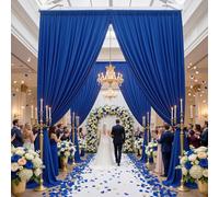20ft×15ft Royal Blue Backdrop Curtain for Independence Day Wedding Parties, 4 Panels Wrinkle Free 15 FT Long Polyester Photo Backdrop Drapes Back Drop Cloth for Birthday Photography Background