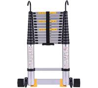 20ft/ 17.7ft/ 16ft/ 15ft/ 12.5ft/ 11ft/ 8.9ft Tall Telescoping Ladder with Hooks, Extension Collapsible Telescopic Ladder for RV/Loft/Home/Attic, Load 150kg (Size : 3.8