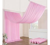 20ft×20ft Baby Pink Ceiling Drapes for Weddings Parties,4 Panels 5×20ft Long Ceiling Curtain for Tent Canopy,Wrinkle Free Silk Easy to Draping&Hang Pink Drapes for Event Church Stage Photo Bedroom