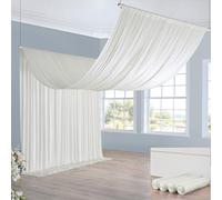 20ft×20ft Ivory Ceiling Drapes for Weddings Parties,4 Panels 5×20ft Long Ceiling Curtain for Tent Canopy,Wrinkle Free Silk Easy to Draping&Hang Ivory Drapes for Event Church Stage Photo Bedroom
