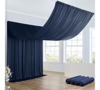 20ft×20ft Navy Blue Ceiling Drapes for Weddings Parties,4 Panels 5×20ft Long Ceiling Curtain for Tent Canopy,Wrinkle Free Silk Easy to Draping&Hang Navy Drapes for Event Church Stage Photo Bedroom