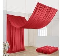 20ft×20ft Red Ceiling Drapes for Weddings Parties,4 Panels 5×20 ft Long Ceiling Curtain for Tent Canopy,Wrinkle Free Silk Easy to Draping&Hang Red Drapes for Event Church Stage Photo Bedroom