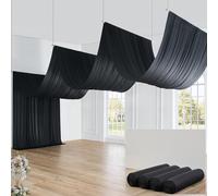 20ft×40ft Black Ceiling Drapes for Weddings Parties,4 Panels 5×40ft Long Ceiling Curtain for Tent Canopy,Wrinkle Free Silk Easy to Draping&Hang Black Drapes for Event Church Stage Photo Bedroom