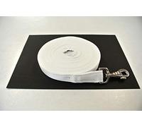 20ft 6m Horse Lunge Line Large Dog Training Lead Large 25mm Cushioned Webbing And Heavy Duty Fluted Trigger Clip In (White)