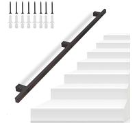 20FT Black Iron Stair il - Wall-Mounted Safety Railing for Indoor/Outdoor Use, Non-Slip Industrial Staircase Banister, Sturdy 600cm il for Home & Commercial