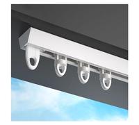 20ft Ceiling Curtain Track System - V-Shape Heavy Duty Aluminum Curtain Rod No Bracket Room Divider Sliding Curtain Rail for Home White Finish 8ft/2.4m Option