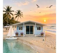 20ft Expandable Container House - Modular Tiny Home, Portable Folding Cabin, Steel Frame Prefab Unit For Workspace, Storage, Farm, Construction