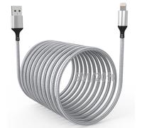 20FT Extra Long USB A to Lightning Charger Cable for iPhone, Apple MFi Certified Charger Cord, 6M Fast Charging Nylon Braided Charge Cord for iPhone 14 Pro Max/14/13Pro/12/11/X/XS/XR/8/7/6/iPad, Grey