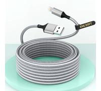 20FT Extra Long USB A to Lightning Charger Cable for iPhone,Apple MFi Certified Charger Cord, 6M Fast Charging Nylon Braided Charge Cord for iPhone 14 Pro Max/14/13Pro/12/11/X/XS/XR/8/7/6/iPad-Gray