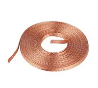 20FT Flat Copper Braid Cable, KWOKWEI 1/4" Braided Copper Ground Strap, Ground Lead Bare Flexible Spiral Shielding Wire Mesh for grounding and bonding
