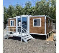 20FT Foldable Container Cabin, Expandable prefabricated House with Panoramic Windows, Modern Design Container Tiny House