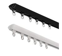 20Ft Heavy Du Black Metal ain Track Rod Ceiling Mount Single Rail for Smooth Sliding Ideal for ains & Drapes L-White h - 5M/17Ft Length