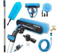 20ft IGADPole Telescopic Water-Fed Solar Panel and Window Cleaning Pole Kit - Extendable Reach Cleaner with Brush, Soap Dispenser, Cobweb & Feather Duster - Soffit, Fascia, Conservatory