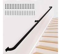 20FT Indoor Outdoor Stair Railing Wall-Mounted Black Wrought Iron il Safety Bar for Stairs 5FT/150CM Balustrade for Home Garden and Commercial Use