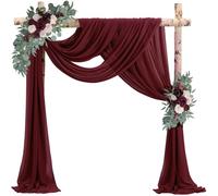 20Ft Length x 28" Width Wedding Arch Draping Fabric 2 Panels Burgundy Arch Drapes Chiffon Fabric Sheer Curtains Backdrop for Party Decorations Wedding Ceremony Bridal Ceiling Stage Reception Decor