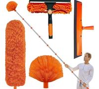 20ft Telescopic Duster Kit with Extension Pole, Microfiber Cobweb Brush & Long Reach Window Cleaning Tool for High Ceilings, Fans, Blinds, Furniture
