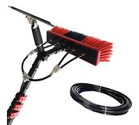 20FT Water Fed Pole Kit for Window Cleaning - Extendable Telescopic Brush & Squeegee, Outdoor Glass & Solar Panel Cleaner, High Reach Spray Washer