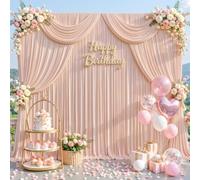 20ft x 10ft Blush Pink Backdrop Curtains for Wedding Birthday Party Photo Booth, Pale Pink Curtain Backdrop Fabric Drapes Back Drop Baby Bridal Shower Graduation Ceremony Photography Background