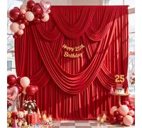 20ft x 10ft Red Backdrop Curtains, 4 Panels Red Drapes for Backdrop