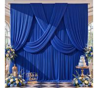 20ft x 10ft Royal Blue Backdrop Curtains, 4 Panels Drapes for Backdrop | Soft Silky Fabric, Wrinkle Free, for Wedding Birthday Party Baby Shower Photo Shoot, Easy to Install, with Rod Pocket