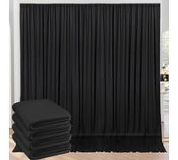 20ft x 10ft Wrinkle Free Black Backdrop Curtains for Parties, 4 Panels 5x10ft Silky Polyester Black Photo Backdrop Drapes for Wedding Graduation Birthday Party Photography Background