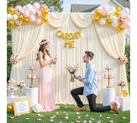 20ft x 10ft Wrinkle Free Champagne Wedding Backdrop Curtains for Party Bridal Shower Reception Decorations Champagne Fabric Curtain Backdrops Drapes for Photography Baby Shower Birthday Background