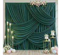 20ft x 10ft Wrinkle Free Hunter Green Wedding Backdrop Curtains for Party Bridal Shower Reception Decorations Green Fabric Curtain Backdrops Drapes for Photography Baby Shower Birthday Background