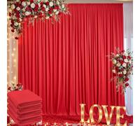 20ft x 10ft Wrinkle Free Red Backdrop Curtain for Parties, 4 Panels 5×10ft Silky Polyester Red Photo Backdrop Drapes Back Drop Cloth for Birthday Theme Party Wedding Photography Background