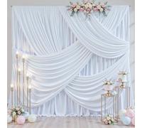 20ft x 10ft Wrinkle Free White Wedding Backdrop Curtains for Party Bridal Shower Reception Decorations White Fabric Curtain Backdrops Drapes for Photography Baby Shower Birthday Background