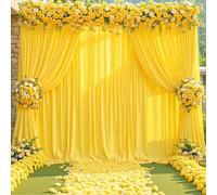 20ft x 10ft Wrinkle Free Yellow Wedding Backdrop Curtains for Party Bridal Shower Reception Decorations Yellow Fabric Curtain Backdrops Drapes for Photography Baby Shower Birthday Background