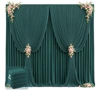 20ft x 12ft Emerald Green Backdrop Curtains Wrinkle Free Backdrop Curtain for Wedding Parties Fabric Backdrops Drapes Back Drop Cloth Bridal Shower Stage Curtains Wedding Decorations for Reception
