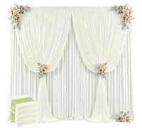 20ft x 12ft Ivory Backdrop Curtains Wrinkle Free Backdrop Curtain for Wedding Parties Ivory Fabric Backdrops Drapes Back Drop Cloth Bridal Shower Stage Curtains Wedding Decorations for Reception