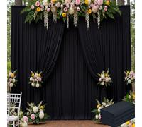 20ft x 15ft Black Backdrop Curtain for Wedding Party 4 Panels 5x15ft Wrinkle Free Silky Polyester Backdrop Drapes Fabric for Birthday Baby Shower Graduation Photography Stage Background Decorations