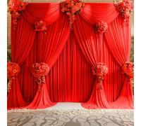 20ft x 15ft Red Wrinkle Free Backdrop Curtains for Wedding Party Backdrops Curtain Drapes Fabric Decorations Photo Back Drop Cloth for Baby Shower Photography Stage Reception