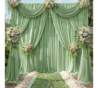 20ft x 15ft Sage Green Wrinkle Free Backdrop Curtains for Wedding Party Backdrops Curtain Drapes Fabric Decorations Photo Back Drop Cloth for Baby Shower Photography Stage Reception