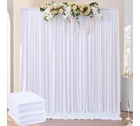 20ft x 8ft Wrinkle Free White Backdrop Curtain for Weddings Parties, 4 Panels 5x10ft Soft Silky Polyester White Photo Backdrop Drapes Back Drop Cloth for Birthday Christmas Photography Background