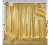 20ftx10ft Gold Sequin Backdrop Curtain for Parties, 4 Panels 5x10FT Shimmer Wrinkle Free Glitter Photo Backdrop Drapes Back Drop Cloth for Wedding Birthday Christmas Photography Background