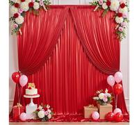 20ftx10ft Red Sequin Backdrop Curtain Panels for Parties, 4 Panels Wrinkle Free Glitter Photo Backdrop Drapes Shimmer Back Drop Cloth for Wedding Birthday Christmas Photography Background