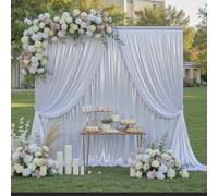 20ftx10ft Silver Sequin Backdrop Curtain for Parties, Wrinkle Free 4 Panels 5x10FT Glitter Photo Backdrop Drapes Shimmer Back Drop Cloth for Wedding Birthday Christmas Photography Background