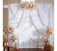 20ftx12ft White Backdrop Curtain for Wedding Parties, Wrinkle Free 4 Panels Silky Polyester 12 ft Long Photo Backdrop Drapes Back Drop Cloth Drapery for Birthday Baby Shower Photography Background