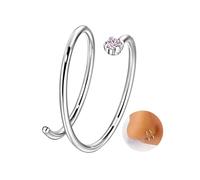 20G 10mm Double Nose Ring Hoop for Single Piercing, Surgical Steel Silver Spiral Twist Nose Hoop for Women Men Birthstone 20 Gauge Nose Piercings Hoops Conch Ear Lobe Earrings Hoop, Metal, no gemstone