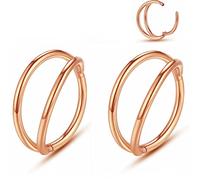 20G 18G 16G 14G Single/Double Hoop Stainless-Steel Seamless-Hinged-Piercing Segment-Clicker Nose-Ring-Hoop : Diameter 6mm 8mm 10mm 12mm ilage s