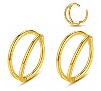 20G 18G 16G 14G Single/Double Hoop Stainless-Steel Seamless-Hinged-Piercing Segment-Clicker Nose-Ring-Hoop : Diameter 6mm 8mm 10mm 12mm ilage s