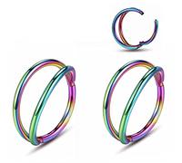 20G 18G 16G 14G Single/Double Hoop Stainless-Steel Seamless-Hinged-Piercing Segment-Clicker Nose-Ring-Hoop : Diameter 6mm 8mm 10mm 12mm ilage s
