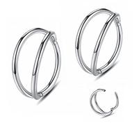 20G 18G 16G 14G Single/Double Hoop Stainless-Steel Seamless-Hinged-Piercing Segment-Clicker Nose-Ring-Hoop : Diameter 6mm 8mm 10mm 12mm ilage s