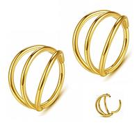 20G 18G 16G 14G Single/Double Hoop Stainless-Steel Seamless-Hinged-Piercing Segment-Clicker Nose-Ring-Hoop : Diameter 6mm 8mm 10mm 12mm ilage s