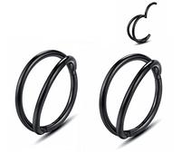 20G 18G 16G 14G Single/Double Hoop Stainless-Steel Seamless-Hinged-Piercing Segment-Clicker Nose-Ring-Hoop : Diameter 6mm 8mm 10mm 12mm ilage s