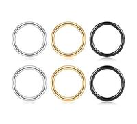 20G 18G 16G 6 Pcs a Set Septum Jewelry Conch Piercing Jewelry 316L Surgical Steel Nose Hoop Lip Septum Rings Nose Piercing 3 Color Mix