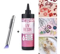 20g/50g/100g UV Epoxy Resin Glue DIY Jewelry Making High Transparency Fast Drying High Hardness Glue UV Lamp DIY Craft Decor 500g